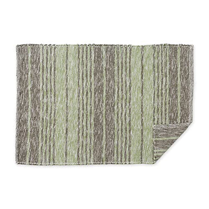 DII Woven Rag Rug Collection Recycled Yarn Variegated Rustic Stripe, 2x3', Artichoke - color: Artichoke