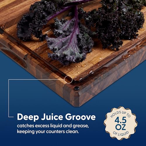 Sonder Los Angeles Franklin Cutting Board, Edge Grain Walnut, 20x15x1.5 in | Made in USA, Non-toxic, Non-Slip Feet, Juice Groove, Built-in Handles, Reversible, Gift Box Included, Large 10.3 lbs - color: Franklin | Black Walnut | Edge Grain