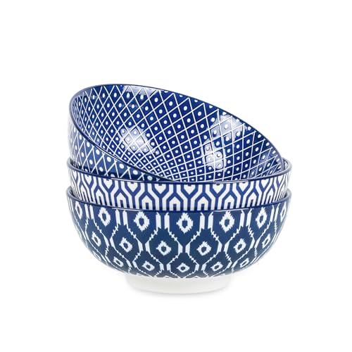 Selamica Ceramic Large Salad Bowls Set, 53 OZ Pho Bowls 8 Inch Soup Bowls for Kitchen, Large Serving Bowls for Ramen Pasta Fruit Dinner, Stackable & Sturdy, Set of 3, Vintage Blue - color: Vintage Blue, size: 8 Inch, Set of 3