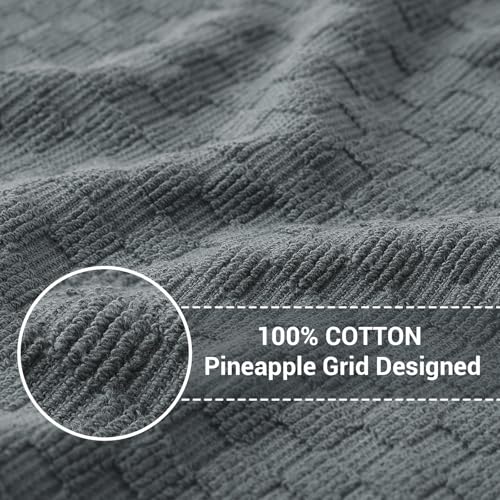 Homaxy 100% Cotton Terry Dish Cloths, 12"x12", 8-Pack, Dark Grey | Ultra Soft Absorbent Dish Towels with Hanging Loop, Pineapple Grid Designed - color: Dark Grey, size: 12 x 12 - 8 Pack
