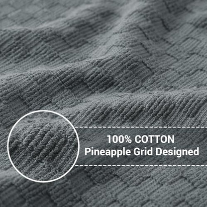 Homaxy 100% Cotton Terry Dish Cloths, 12"x12", 8-Pack, Dark Grey | Ultra Soft Absorbent Dish Towels with Hanging Loop, Pineapple Grid Designed - color: Dark Grey, size: 12 x 12 - 8 Pack