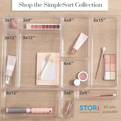STORi SimpleSort 10-Piece Stackable Clear Drawer Organizer Set | Multi-size Trays | Makeup Vanity Storage Bins and Office Desk Drawer Dividers | Made in USA - size: 10 piece set, style: 10 Piece Set