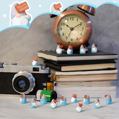 24 Pcs Mini Resin Gnomes Figurines Miniature Tiny Fairy Gnomes Figurines Inspirational Appreciation Gnome Statues with Motivational Word for Office Desk Table Employee Family Supplies(You Are Awesome) - color: Classic, style: You Are Awesome