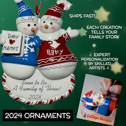 Customized and Personalized Christmas Ornament - Family of 2-6 with Two Pets - Select 2 of The 25 Different Dogs and Cats to Design Your Own Made to Order Gift (Family of 3) - size: Family of 3 with 2 Pets