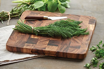 Ironwood Oslo End Grain Square Utility Cutting Board, 12 Inch Square Acacia Wood Cutting Board | Dice, Prep & Serve | Great for Meat & Veggies | Beautiful Acacia Wood | Knife Friendly End Grain Board | Charcuterie Board - size: 12"L x 12"W