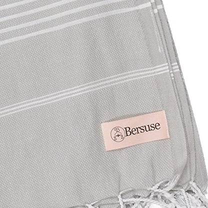 Bersuse Towels Anatolia XL Beach Blanket Throw Blanket Turkish Towel 100% Cotton Extra-Large Quick-Dry Lightweight Premium Peshtemal Towel - 61x82 Inches, Silver Grey - color: Silver Grey