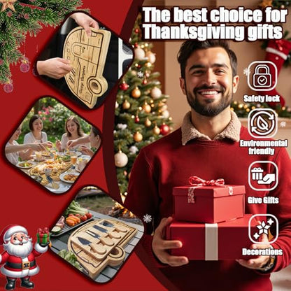Foldable RV Charcuterie Boards - Bamboo cheese board with Knife Set | RV Camper Accessories as Birthday House Warming Wedding Gifts for Women Couples Mom, Camper Must haves RV Gifts - size: 11.8"L x 9.2"W