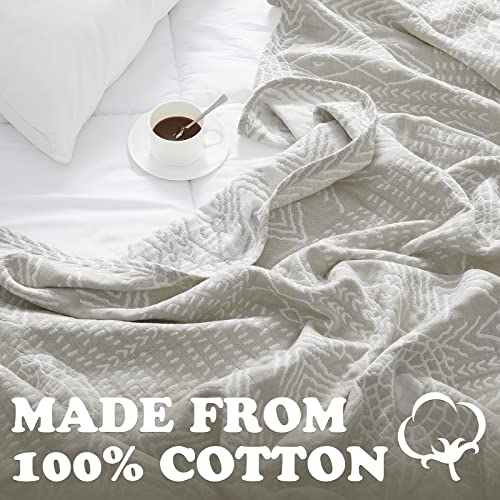 jinchan 100% Cotton Muslin Blanket Twin Boho Throw Blanket 50x60 Light Gray | 3-Layer, Tribal Geometric Quilt, Cooling Breathable Lightweight, for Adult, Soft, Reversible, Summer, Couch, Sofa, Bedroom - color: A. Boho Light Grey, size: 50"x60"