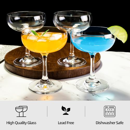 Champagne Glasses Set of 6-7oz Elegant Coupe Glasses, Crystal Cocktail Glasses for Martini, Champagne, Desserts, Home Bar, Wedding, and Party (6 PCS) - color: 6 PCS