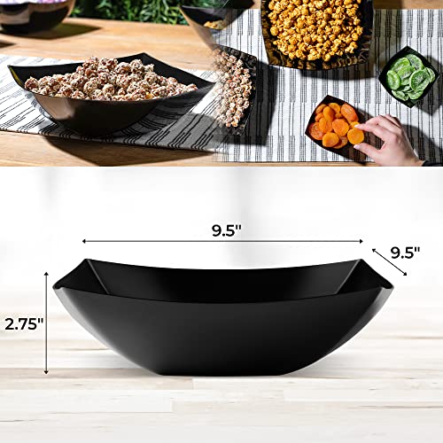 4 Pack Disposable Black Plastic Serving Bowls Square Party Candy Use 64oz | Square Design. Disposable Party Tableware. Salad, Fruit & Candy Use. Candy Buffet Containers. Black Plastic. - color: Black, size: 64 OUNCE