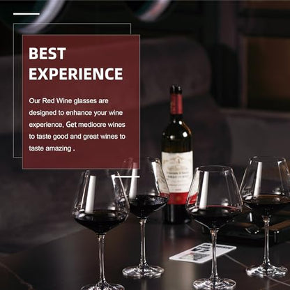 coccot Red Wine Glasses Set of 4, Hand Blown Italian Style Crystal Burgundy Wine Glasses, Lead-Free Premium Clear Glass [23 oz/650ml，4 Pack ] - color: Crystal