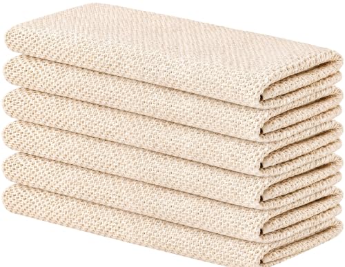 100% Cotton Waffle Weave Kitchen Dish Cloths, Ultra Soft Absorbent Quick Drying Dish Towels, 13 x 28.7 Inches, 6-Pack, Beige - color: Beige, size: 13 x 28 - 6 Pack