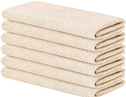 100% Cotton Waffle Weave Kitchen Dish Cloths, Ultra Soft Absorbent Quick Drying Dish Towels, 13 x 28.7 Inches, 6-Pack, Beige - color: Beige, size: 13 x 28 - 6 Pack
