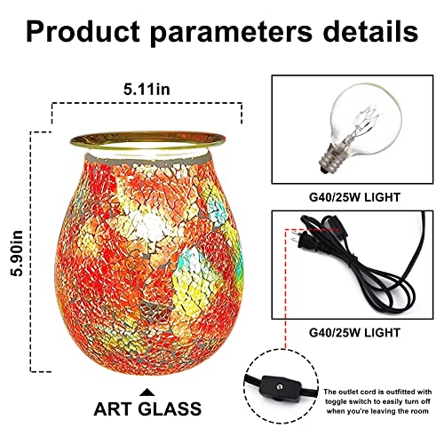 WNP Electric Wax Melt Warmer, Glass Wax Burner, Contemporary Style, 500W, 25W, Tabletop, Indoor Use, Home Office Bedroom Gift