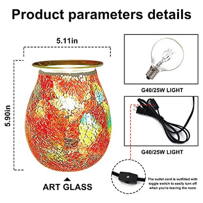 WNP Electric Wax Melt Warmer, Glass Wax Burner, Contemporary Style, 500W, 25W, Tabletop, Indoor Use, Home Office Bedroom Gift