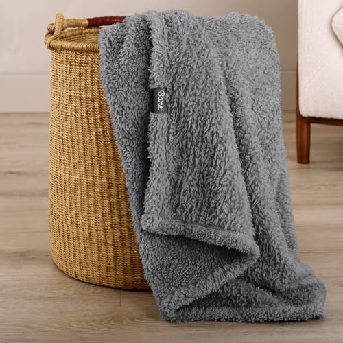Bare Home Faux Shearling Blanket (King, Solid Grey) | Blanket for Bed, Sofa, Couch, Camping, Travel, and Gifts, Warm & Lightweight, Fluffy & Soft - color: 03 - Solid Grey, size: King