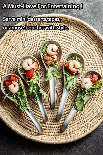 LYEOBOH Ceramic Asian Soup Spoons Set of 6, Ramen Spoons with Long Handle | Japanese Ramen Spoons with Deep Hook Design for Miso Rice, Chinese Soup Spoons for Kitchen, Dishwasher Microwave Safe, Gray - color: Gray