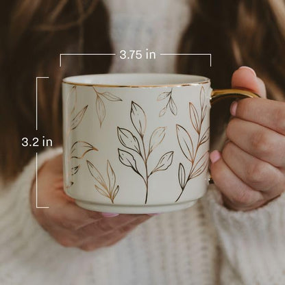 Sweet Water Decor Delft Mom Mug, 14oz Fine Bone China Tea Cup for Hot & Cold Drinks, Gifts for Women, Coffee Mug with Gold Handle & Rim, Gift for Mom's Birthday & Christmas - style: MOM