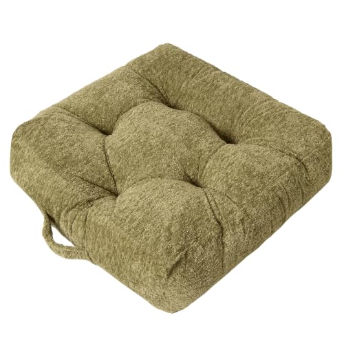 Floor Cushion Pillow, Portable Large | Meditation Adult Sitting Pillow with Handle for Tatami, Living Room & Yoga (1, Square, Green, 22 x 22 x 6 inches) - color: Square, Green