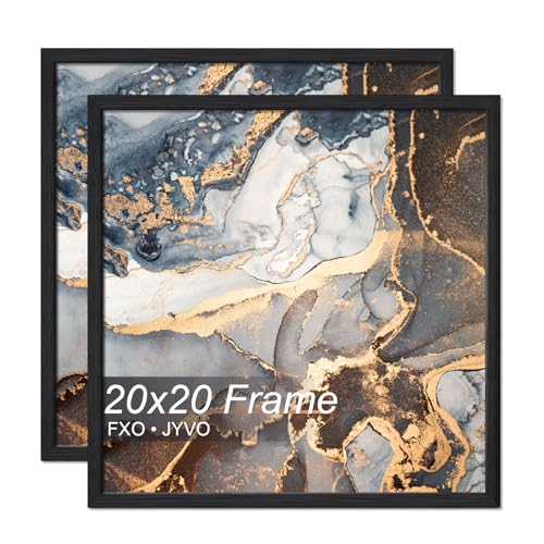 Fxojyvo 20x20 Frame Set of 2 Black Engineered Wood Horizontally/Vertically | Light Weight Multi-Pack 20 x 20 Inch Black Wood-grain Picture Frame for 20by20 Photo Wall Hanging-2 Packs|Black|20x20 - color: Black, size: 20x20