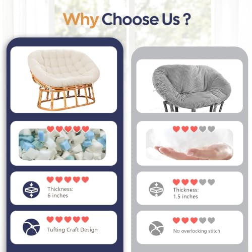Papasan Chair Cushion Beige - color: Beige, size: 65x48 Inch