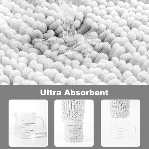 Thick Soft Absorbent Bath Rugs, Hot Melt Rubber Backing Bathroom Mat, Machine Washable Plush Bathroom Floor Mat, Bath Rugs Set for Tub Shower, Home Decor Accessories (White, 20"x30")