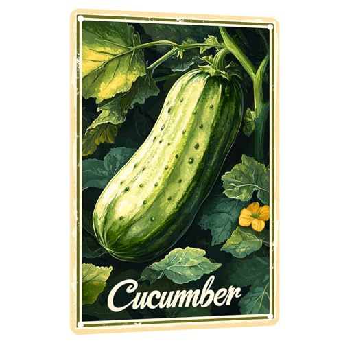 Cucumber Vegetables Metal Tin Sign Vintage Farmhouse Wall Art for Kitchen Dining Room Pantry Home Wall Decoration 8x12 Inch - color: Cucumber Metal Tin Sign, size: 8x12inch(20x30cm)
