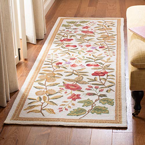 SAFAVIEH Chelsea Collection Runner Rug - 2'6" x 6', Ivory, Hand-Hooked French Country Wool, Ideal for High Traffic Areas in Living Room, Bedroom (HK210A) - color: Ivory, size: 2'6" x 6' (Runner)