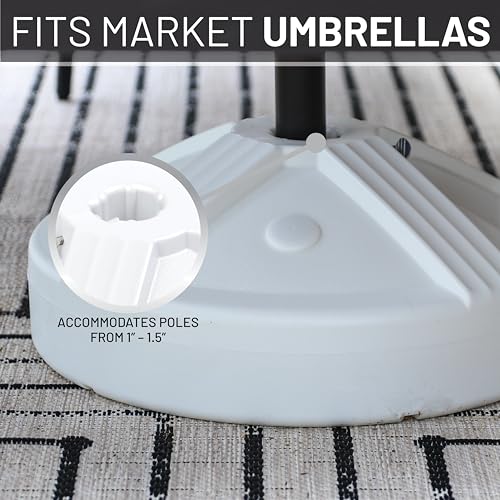 US Weight Durable 50 Pound Fillable Umbrella Base Designed to be Used with a Patio Table - color: White