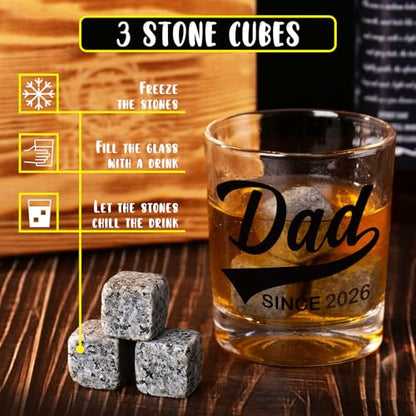 Ithmahco Dad Since 2026 Whiskey Set Gifts For Men, New Dad Father Day Gift, Soon To Be Daddy Gifts For Men, Personalized Dads To Be Fathers Day Gift - color: new dad 2025