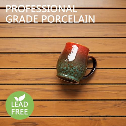 Bosmarlin Extra Large Ceramic Coffee Mug, 24 Oz, Dishwasher and Microwave Safe, Big Oversized Tea Cup, Reactive Glaze (Red&Green) - color: Red&Green