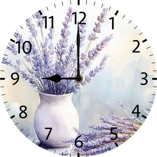 Wall Clock Lavender Sign Silent Non Ticking Round Clocks Lavender Clocks 10inch Battery Operated Quartz Quiet Desk Clock for Home Office - color: Wallclock03