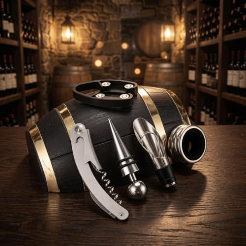 Barrel Shaped Wine Opener Gift Set (Gold) | Unique Wine Opener Gift Set - color: Gold