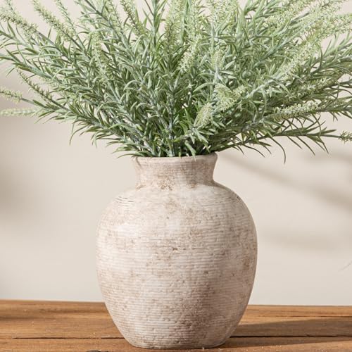 Vanselia Ceramic Flower Vase Home Decor - Farmhouse Table Vases Rustic Vintage Living Room Kitchen Bedroom Decorations for House Book Shelf Office Coffee Desk Dining Fireplace (7.4" Retro) - color: Retro-7.4"