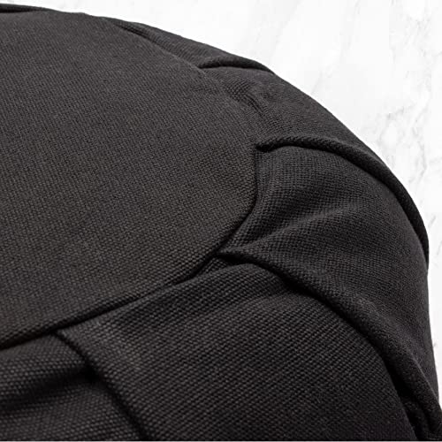 Myga Zafu Yoga Meditation Cushion with Washable Cover - Floor Cushion Pillow with Natural Buckwheat Filling - Soft Round Cotton Design for Meditating or Pranayama Exercises - color: Black
