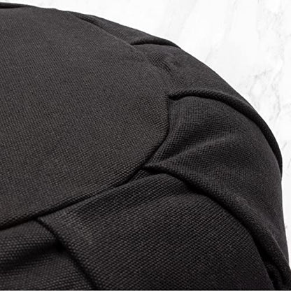 Myga Zafu Yoga Meditation Cushion with Washable Cover - Floor Cushion Pillow with Natural Buckwheat Filling - Soft Round Cotton Design for Meditating or Pranayama Exercises - color: Black