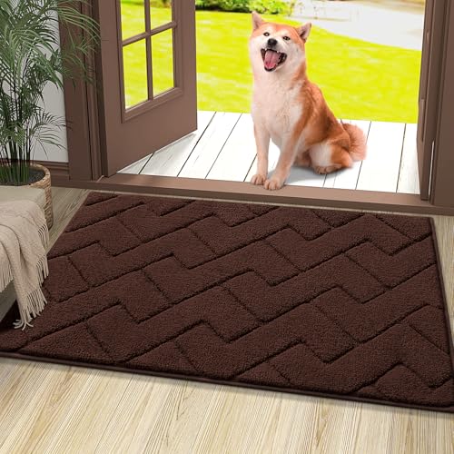 OLANLY Indoor Door Mat, 36x24, Dirt Resistant and Absorbent, Sturdy Non-Slip Rubber Backing, Easy to Clean, Washable Low-Profile Doormat for Entryway, Dark Brown - color: Dark Brown, size: 36" x 24"
