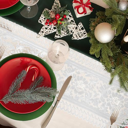 Lace Table Runner Christmas Table Runner White Farmhouse Boho Table Runner Coffee Table Runners Cotton Woven Table Runers Rectangular Lace Doilies for Wedding Bridal Shower Kitchen Dining Table Decor - size: 13 x 54 Inch, style: White