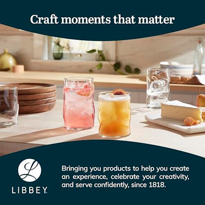 Libbey Lava Tumbler Drinking Glasses, All Purpose, Molten Groove Glasses Set of 8, Tactile, Tall Drinking Glasses for Water, Cocktails - color: Lava