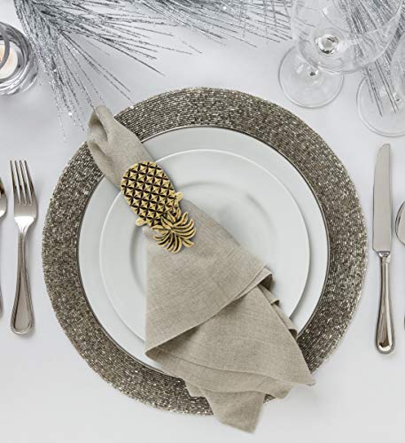 Gold Napkin Rings Set of 6, Table Setting Centerpiece Decor Napkins Ring Holders, Napkin Ring Packs for Family Holiday Dinner, Fancy Banquet & Wedding Decorations for Reception- Pineapple - style: Gold - Pineapple
