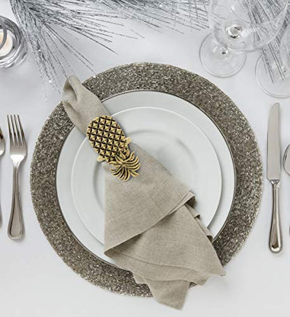 Gold Napkin Rings Set of 6, Table Setting Centerpiece Decor Napkins Ring Holders, Napkin Ring Packs for Family Holiday Dinner, Fancy Banquet & Wedding Decorations for Reception- Pineapple - style: Gold - Pineapple