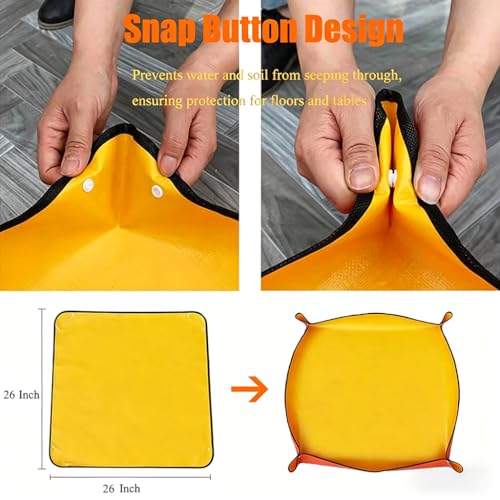Thickened Waterproof Reusable Planting Mat, 26"X26" Orange Repotting Pad for Mess-Free Soil Changing, Indoor Outdoor Gardening Tray, Succulent Transplanting Tool for Plant Lovers