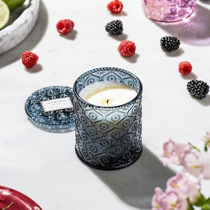 LA JOLIE MUSE Hey Baies Candles - Red Currant, Rose, Oakmoss | 6 oz Natural Soy Wax | 40 Hours Clean Burn | Berry Scented Candle | Gift-Ready for Hosts & Gatherings - color: Hey Baies