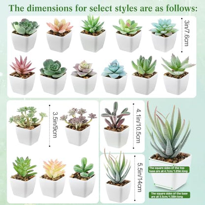 48 Pcs Mini Artificial Succulent Plants Potted Assorted Decorative Fake Succulent Plants with Pots Small Faux Succulents in Pots for Room Bookshelf Desk Bedroom (Rosette Collection) - style: Rosette Collection