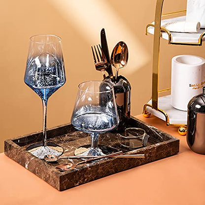 Natural Marble Storage Vanity Tray, Cosmetics Jewelery Tray, Kitchen Organizer, Coffee Table Tray (Coffee Net, 11.8L x 7.87W x 1.18H) - color: Coffee Net