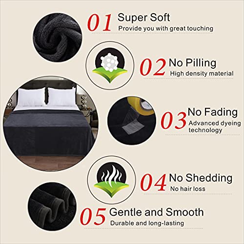 Polar Fleece Blanket Twin Size Lightweight Throw for The Bed Extra Soft Brush Fabric Super Warm Sofa Blanket 66" x 90"(Black Twin) - color: Charcoal Grey, size: Twin (90-Inch-by-66-Inch)