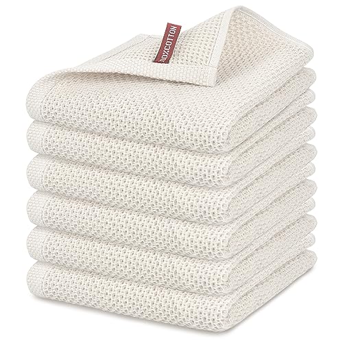 Nialnant 6 Pack Kitchen Towels,100% Cotton Waffle Weave Dish Towels for Drying Dishes,Extra Soft & Absorbent Hand Towels-13 x 28 Inch,Beige - color: Beige, size: 13 x 28 - 6 Pack
