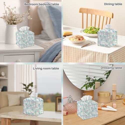 Floral Tissue Box Cover, Tissue Box Holder for Home, Office 5x5IN - color: Flower 374