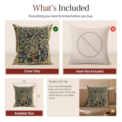 William Morris Tree Of Life III Tapestry Throw Pillow Cover 18 x 18 in - color: Blue Tree