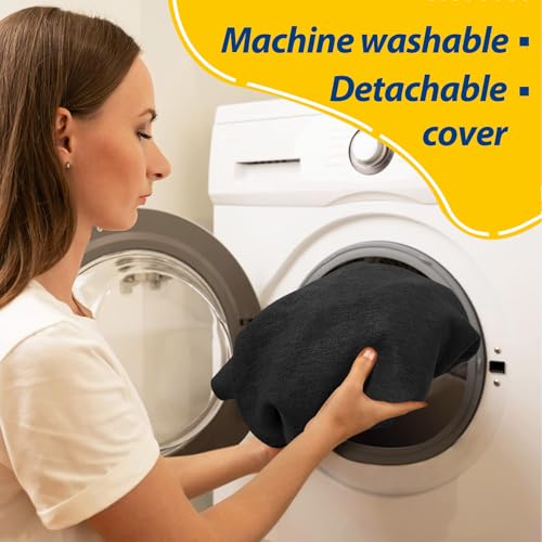 AAAAAcessories D-Shaped Chair Cushions, 2" Thick Dining Chair Pads with Ties and Removable, Machine-Washable Cover, 17" x 16", Set of 4, Black - color: Black, size: 4 Count(Pack of 1)